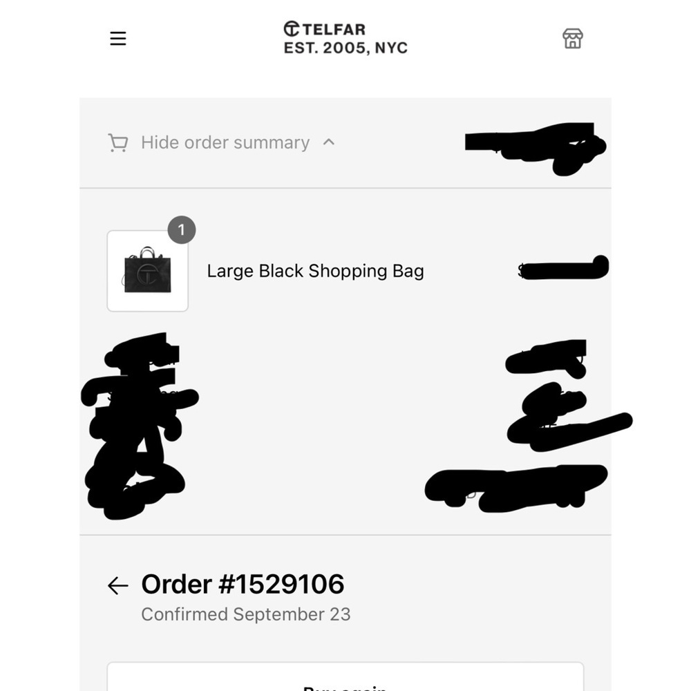 🔥🖤🔥LARGE BLACK TELFAR Shopping Bag - Picture 9 of 9
